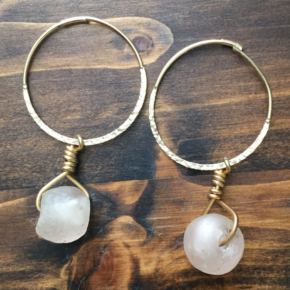 Gold and Blush Hoop Earrings